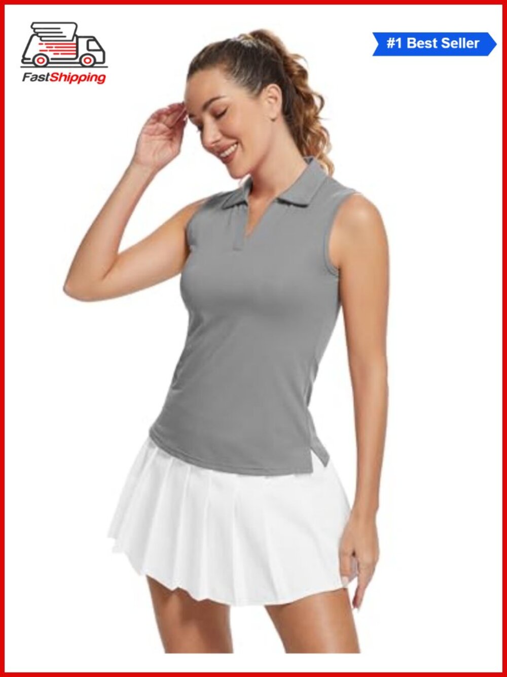 MathCat Womens Golf Polo Tank Top UPF 50+ Sleeveless Athletic V Neck Shirt